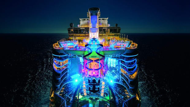 The Symphony of the Seas at night.