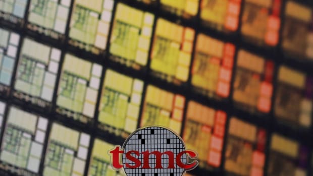 A logo of Taiwan Semiconductor Manufacturing Co (TSMC) at its headquarters in Hsinchu, Taiwan. Photo: Reuters