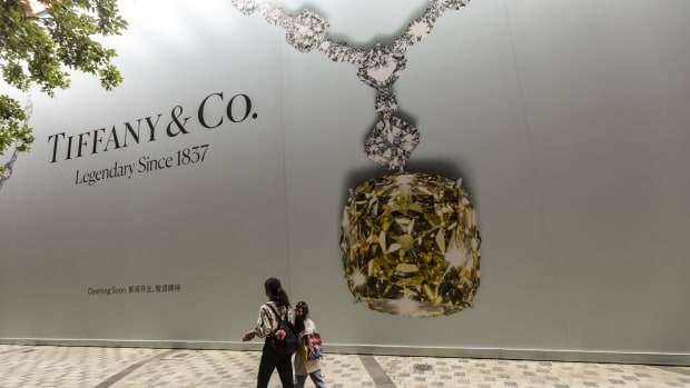 Visitors walk past a future Tiffany & Co. luxury jewelry store in Shanghai, China, on Saturday, April 29, 2023. China's bullish longer-term prospects have made moving closer to the major growth market increasingly attractive, and some of the biggest names in luxury have already been expanding their presence in the mainland. Photographer: Qilai Shen/Bloomberg via Getty Images