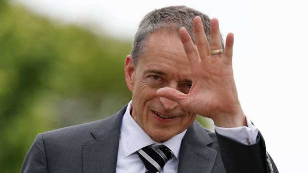 Pat Gelsinger, CEO of US multinational corporation and technology company Intel, waves to journalists after the signing of an agreement between the German government and Intel at the Chancellery in Berlin on June 19, 2023. (Photo by Odd ANDERSEN / AFP) (Photo by ODD ANDERSEN/AFP via Getty Images)