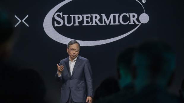 Charles Liang, chief executive officer of Super Micro Computer Inc., during the AMD Advancing AI event in San Jose, California, US, on Wednesday, Dec. 6, 2023. Advanced Micro Devices Inc. unveiled new so-called accelerator chips that it said will be able to run artificial intelligence software faster than rival products. Photographer: David Paul Morris/Bloomberg via Getty Images