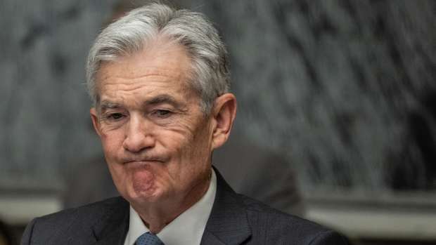 US Chair of the Federal Reserve Jerome Powell reacts during an open session of the Financial Stability Oversight Council at the Treasury Department in Washington, DC on May 10, 2024. (Photo by Andrew Caballero-Reynolds / AFP) (Photo by ANDREW CABALLERO-REYNOLDS/AFP via Getty Images)