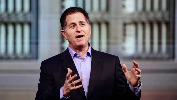 Michael Dell, Chairman and CEO of Dell Technologies, is speaking at the ''New Strategies for a New Era'' keynote at the Mobile World Congress 2024 in Barcelona, Spain, on February 27, 2024. (Photo by Joan Cros/NurPhoto via Getty Images)