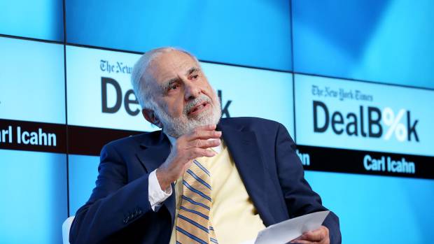 NEW YORK, NY - NOVEMBER 03:  Chairman of Icahn Enterprises Carl Icahn participates in a panel discussion at the New York Times 2015 DealBook Conference at the Whitney Museum of American Art on November 3, 2015 in New York City.  (Photo by Neilson Barnard/Getty Images for New York Times)