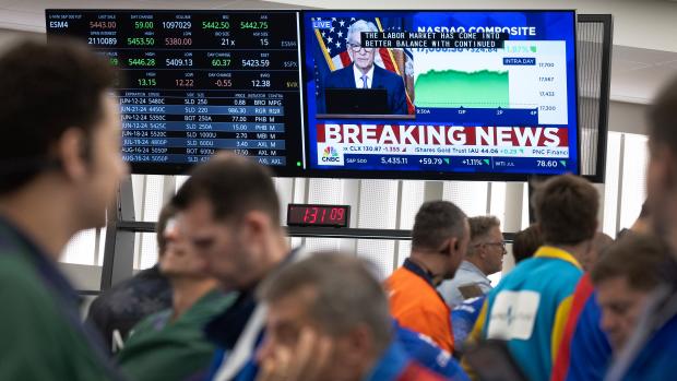 CHICAGO, ILLINOIS - JUNE 12: Traders work in the S&P options pit at the Cboe Global Markets exchange as Federal Reserve Chair Jerome Powell prepares to speak on June 12, 2024 in Chicago, Illinois. The Federal Reserve today held interest rates steady at their current range of 5.25% to 5.5%, but revised its outlook for rate cuts to just one in 2024. (Photo by Scott Olson/Getty Images)