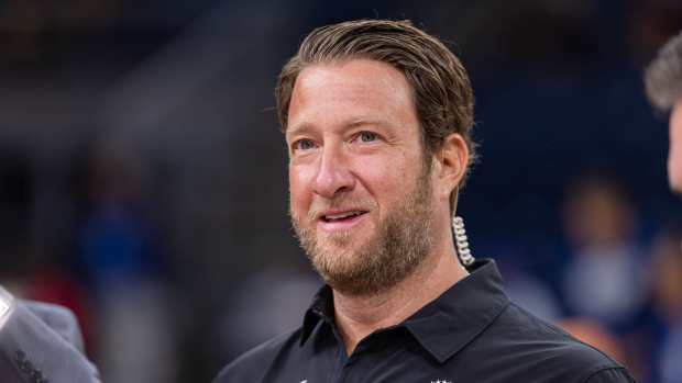 CHICAGO, ILLINOIS - NOVEMBER 8: Barstool founder and CEO Dave Portnoy is seen before the Florida Atlantic Owls and Loyola (Il) Ramblers game in the Barstool Invitational at Wintrust Arena on November 8, 2023 in Chicago, Illinois. (Photo by Michael Hickey/Getty Images)