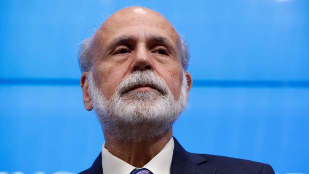 WASHINGTON, DC - OCTOBER 10: Former Federal Reserve Chair Ben Bernanke speaks during a news conference at the Brookings Institution after it was announced that he and two other economists were awarded the Nobel Prize in Economic Sciences October 10, 2022 in Washington, DC. Bernanke and the economists Douglas Diamond and Philip Dybvig were awarded for research on banks and “how society deals with financial crises.”  (Photo by Chip Somodevilla/Getty Images)