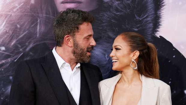 US actress/singer Jennifer Lopez and US actor Ben Affleck arrive for the premiere of "The Mother" at the Westwood Regency Village Theater in Los Angeles, California, on May 10, 2023. (Photo by Michael Tran / AFP) (Photo by MICHAEL TRAN/AFP via Getty Images)