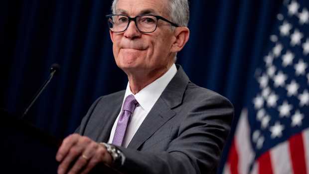 WASHINGTON, DC - JULY 31: Federal Reserve Chairman Jerome Powell takes a question from a reporter at a news conference following a Federal Open Market Committee meeting at the William McChesney Martin Jr. Federal Reserve Board Building on July 31, 2024 in Washington, DC. Powell spoke to members of the media after the Federal Reserve held short-term interest rates where they are with broad expectations that the rate with drop in September. (Photo by Andrew Harnik/Getty Images)