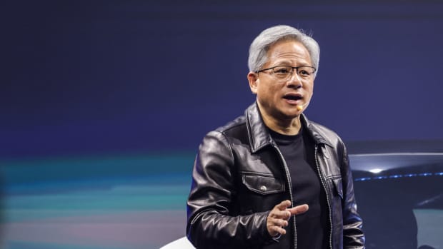 Jensen Huang, co-founder and chief executive officer of Nvidia Corp., speaks during the Hon Hai Tech Day in Taipei on October 18, 2023. (Photo by I-Hwa Cheng / AFP) (Photo by I-HWA CHENG/AFP via Getty Images)