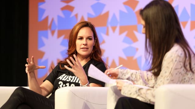 AUSTIN, TEXAS - MARCH 14: (L-R) Erika Nardini and Sara Fischer speak onstage at Meet the Women Dominating Sports Media during the 2022 SXSW Conference and Festivals at Hilton Austin on March 14, 2022 in Austin, Texas. (Photo by Shedrick Pelt/Getty Images for SXSW)