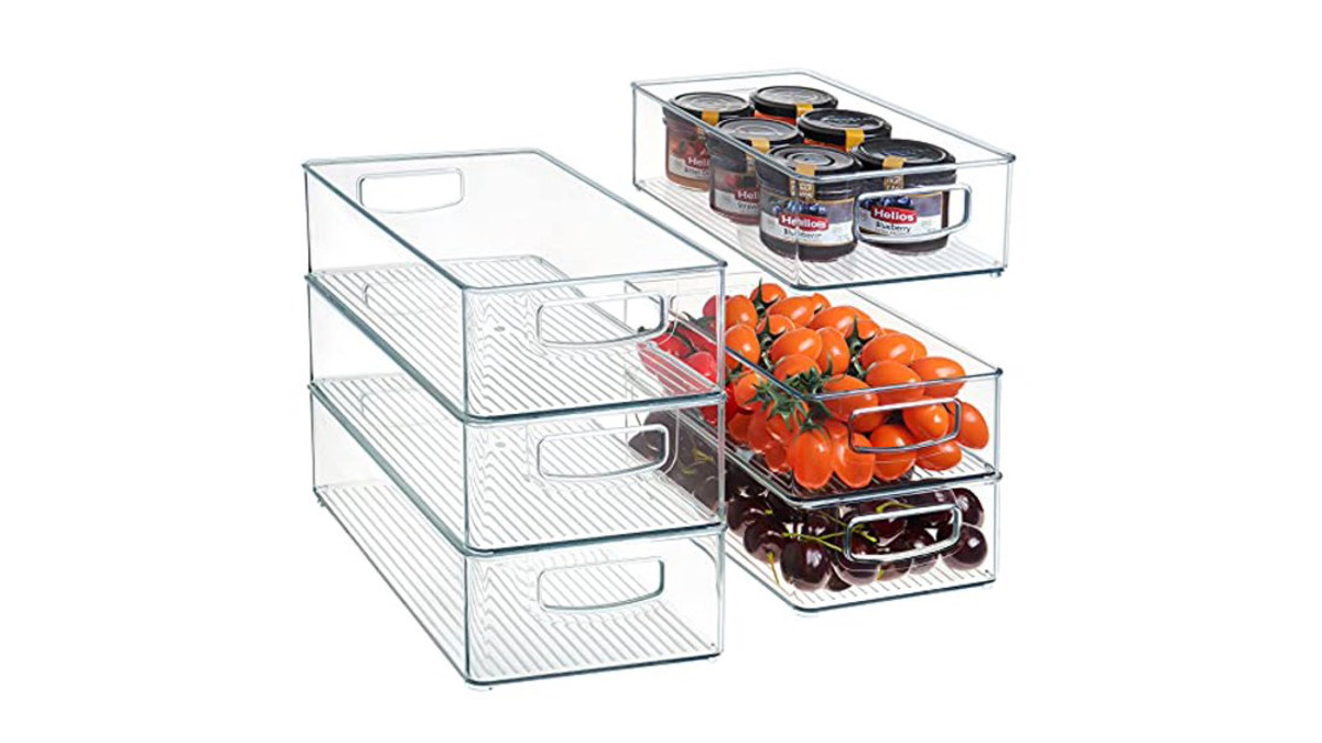 Set Of 6 Refrigerator Organizer Bins - Stackable Fridge Organizers